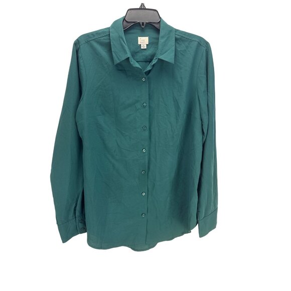 A New Day Teal Button Down Shirt Women’s XL Long Sleeve Top Office Career - Picture 1 of 7
